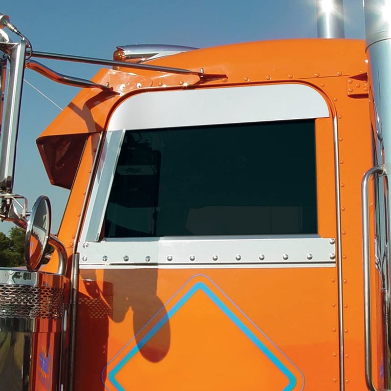 RoadWorks | Stainless Steel 5" Chop Tops for Peterbilt Cab Windows 2005-2020, Sanded Finish | 30433 - Image 5